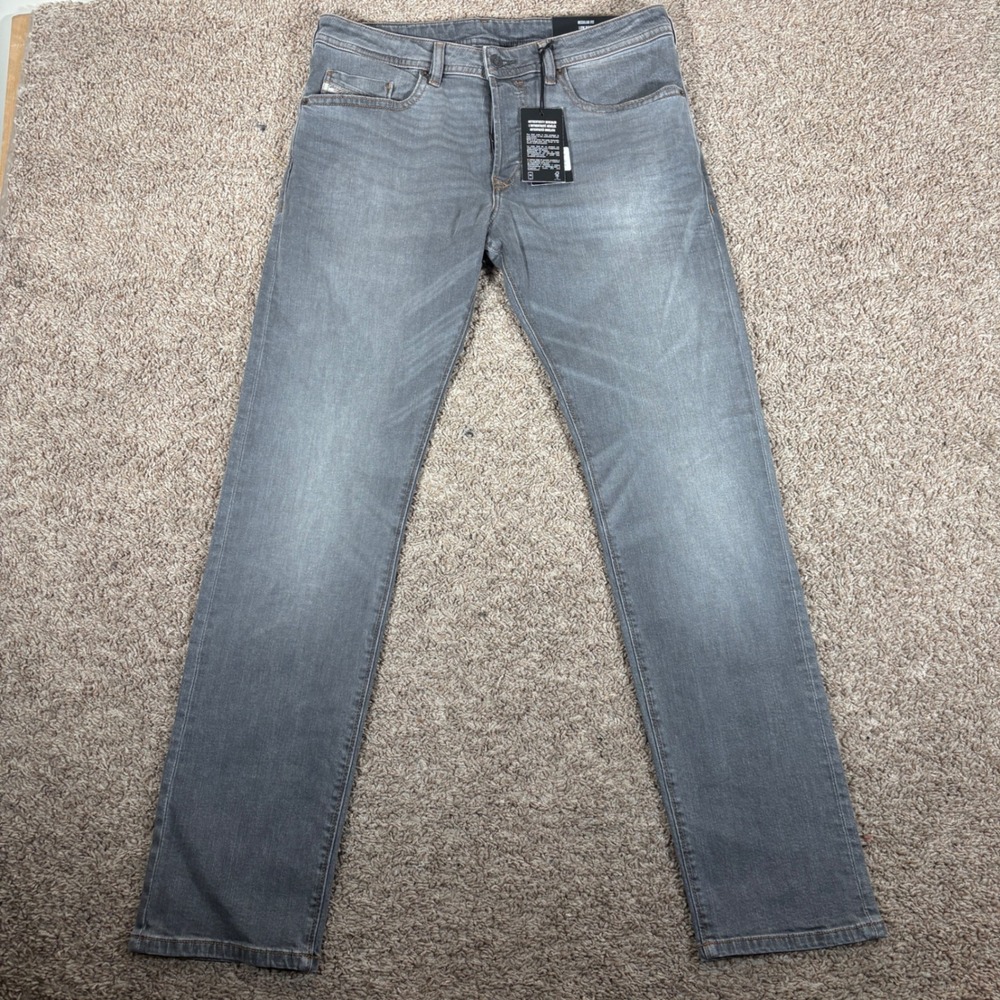 Diesel Buster-X Mens Regular Tapered Low Waist Grey Black Denim Jeans W32 L32